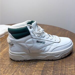 Reebok White and Green High-Top Sneakers